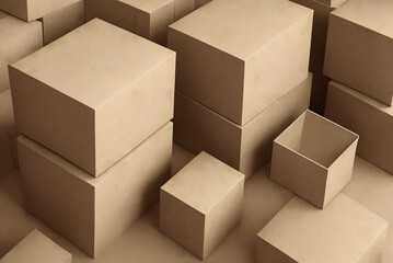A bunch of cardboard boxes. Generative AI.