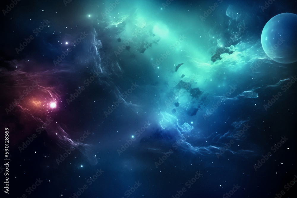 Canvas Prints outer space nebula blue color galaxy space with stars