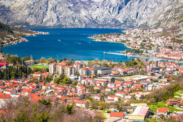 Obraz premium Boka Kotorska and town of Kotor panoramic view
