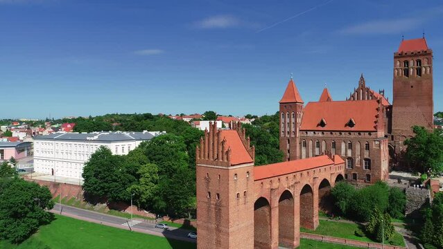 Drone shot of the Kwidzyn Teutonic Castle in Poland