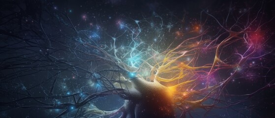 A digital painting of a brain with a light on it. Generative AI