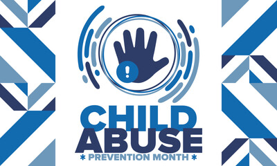 Child Abuse Prevention Month. Celebrate annual in April in United States. Stop child violence. Children protection and safety month. Unity for children. Poster, banner, background. Vector illustration