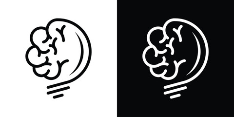 brain and light bulb logo line logo icon vector illustration