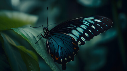 Naklejka na ściany i meble A beautiful macro photography of a Papilio palinurus.