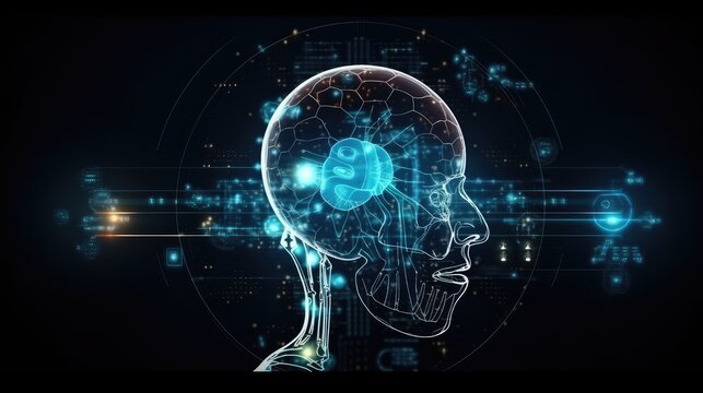 Robot brain digital illustration. 3d rendering. AI generated