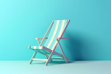 wooden blue and white sun lounger on a blue background