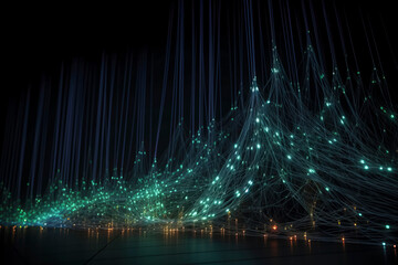 Exploring the Frontiers of Modern Communication: A Stunning Landscape of Geometric Polygons and Threaded Lights created with Generative AI technology