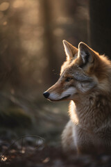 Fototapeta premium Сlose-up of a coyote in the forest