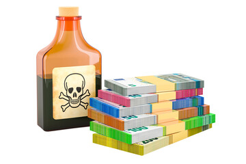 Obraz premium Poison bottle with euro packs, 3D rendering