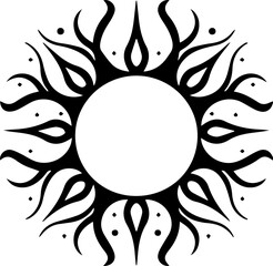 Sun Embrace: Modern Minimalist Logo, Elegant Solar Design, Perfect for Tattoo Template, Clean Lines, Contemporary Symbol