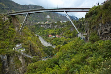 Bridge Puente San Francisco over Rio Pastaza in Banos, Tungurahua Province, Ecuador, South America
