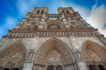 Notre Dame cathedral in the center of Paris before the fire