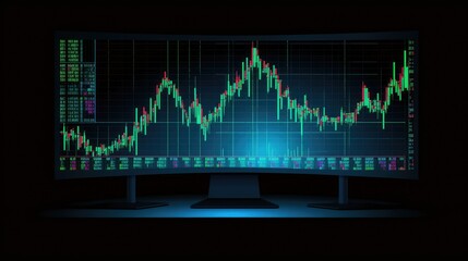 Monitor with the image of data analytics, close-up. The concept of data analytics. AI generated