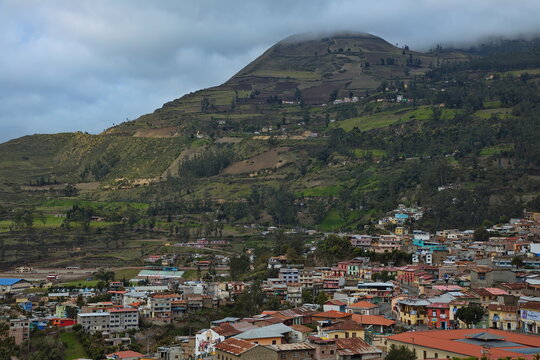 Panoramic view of Alausi from Mirador San Pedro, Chimborazo Province, Ecuador, South America
