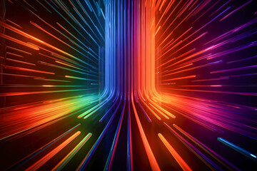 Experience a New Dimension of Creativity with this Vibrant and Abstract 3D Line Art, Perfect for Adding Depth and Movement to Your Design Projects created with Generative AI technology