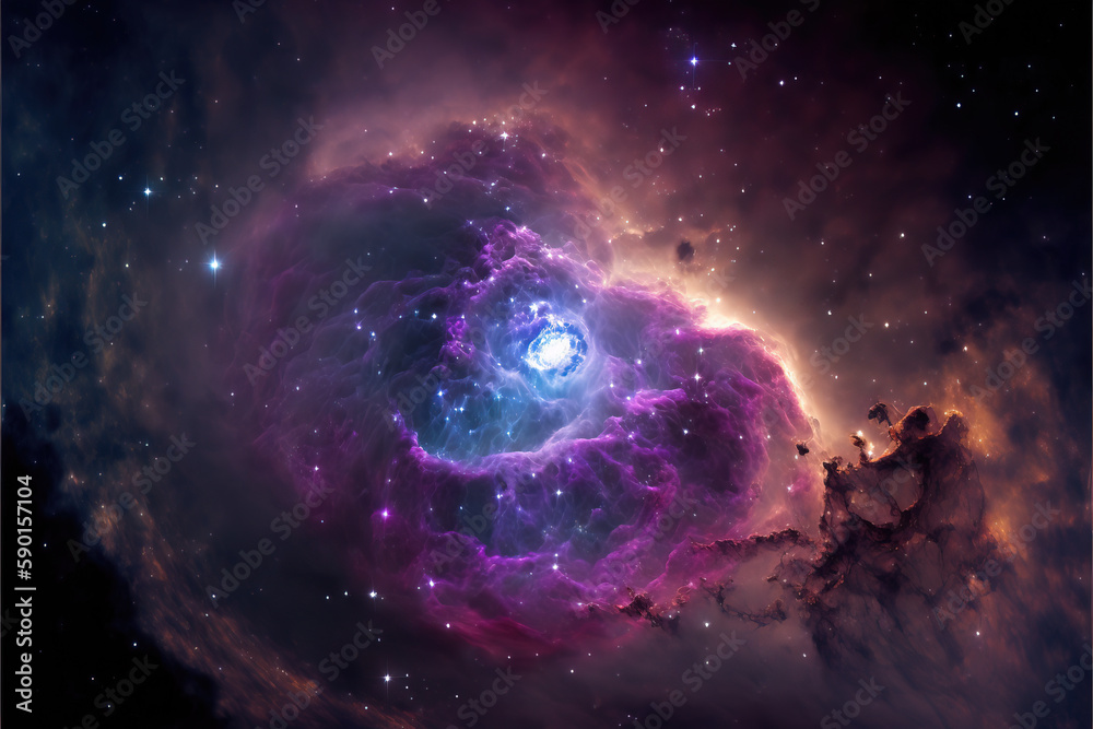Canvas Prints glowing nebula with stars. fantasy galaxy generative ai background