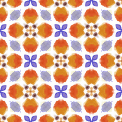 Geometrical colourful hand painted background. Abstract texture for fashion, decoration, wrapping paper, fabric. Cute Boho seamless pattern