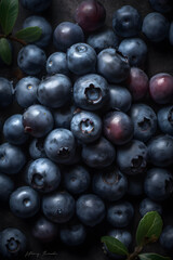 Close up of a group of blueberries with cinematic lighting AI concept