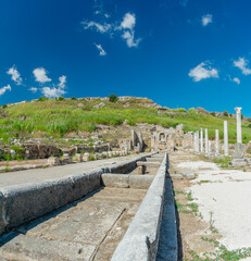 Aqueduct in the ancient city of Perge. Ruins of the city of Perge in Turkey.