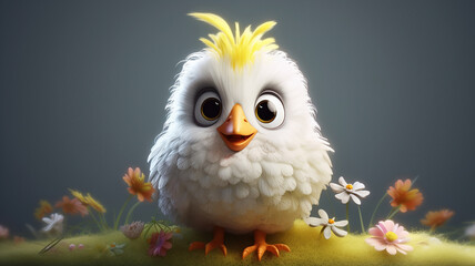 Illustration of a little cchicken. Generative AI. 