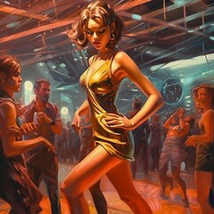 woman dancing in a nightclub, generative ai, ai, generative