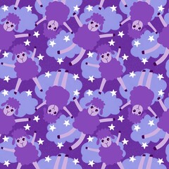 Cartoon animals seamless sheep pattern for wrapping paper and fabrics and linens and kids clothes print and kindergarten