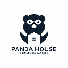 Panda logo combined with house,template,simple.