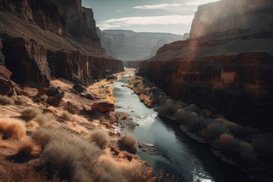 beautiful cinematic images of a canyon and a beautiful river (Generative AI)