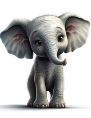 Baby Elephant, Cute Cartoon Style, Realistic, Logo Design, Graphic Design, T Shirt. Generative AI