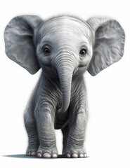 Obraz na płótnie Canvas Baby Elephant, Cute Cartoon Style, Realistic, Logo Design, Graphic Design, T Shirt. Generative AI