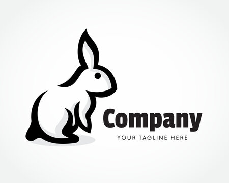 stand cute rabbit bunny art logo design template illustration inspiration