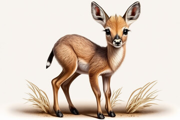 Little baby antelope fawn isolated on a white background Generative AI