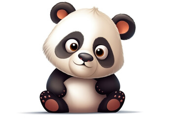 Cute little panda bear cartoon character with big eyes isolated on a white background  Generative AI