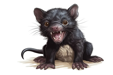 Tasmanian devil showing its teeth hissing Generative AI