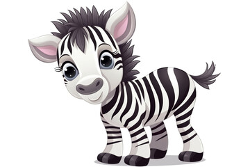 Obraz na płótnie Canvas Cute little zebra cartoon character isolated on a white background Generative AI