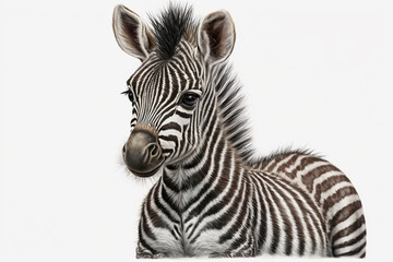 Fototapeta na wymiar Little baby zebra isolated on a white background Generative AI