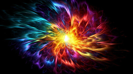 fireworks in the night, neutron star exploding with a vibrant colors, generative ai