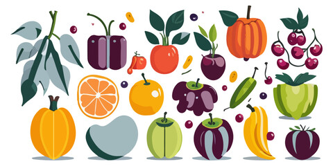 Tropical Fruit Border Illustration Set