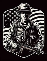 American Soldier, Graphic Design, Logo, T Shirt, Resource. Generative AI