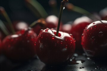 Cherry fruit closeup. Generative AI
