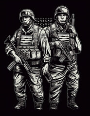 Fototapeta premium American Soldier, Graphic Design, Logo, T Shirt, Resource. Generative AI