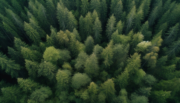 Aerial trees in a forest Generative AI