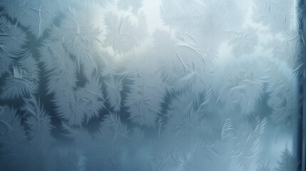 Beautiful frosted glass texture, glass winwow in winter, generative ai