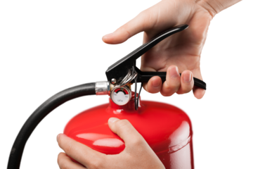 Hand Holding a Fire Extinguisher