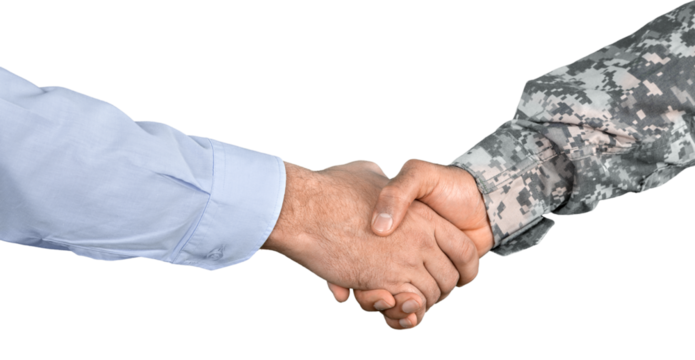 Soldier and Businessman Shaking Hands