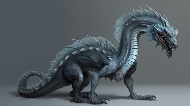 Creature concept art dragon in full body design, generative ai