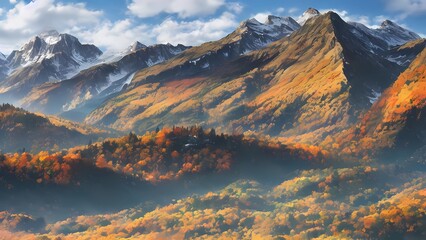 Fototapeta na wymiar Majestic Autumn Mountains Panorama