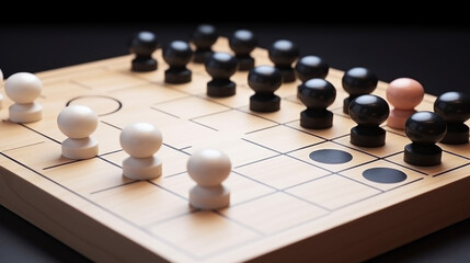chess pieces on a chessboard, Go board, generative ai