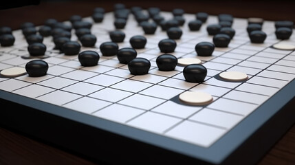 chess pieces on a chessboard, Go board, generative ai