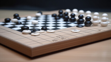 chess pieces on a chessboard, Go board, generative ai